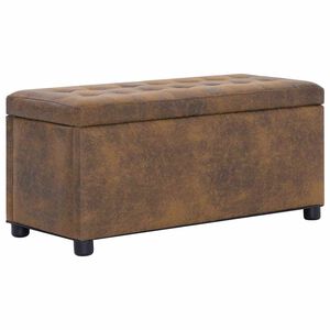 vidaXL Otomana de almacenaje de piel de ante sint&eacute;tica marr&oacute;n 87,5 cm