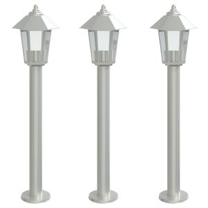 vidaXL L&aacute;mparas de suelo de exterior 3 unidades acero inoxidable 80 cm