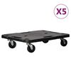 vidaXL Soportes con ruedas 5 uds polipropileno negro 58x38x12 cm