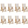 vidaXL Sillas plegables, 8 unidades, madera maciza de acacia y textilene.