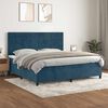 vidaXL Cama box spring con colch&oacute;n terciopelo azul oscuro 200x200 cm