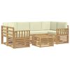 vidaXL Conjunto de sof&aacute;s de exterior 7 uds. Blanco y Crema Poli&eacute;ster