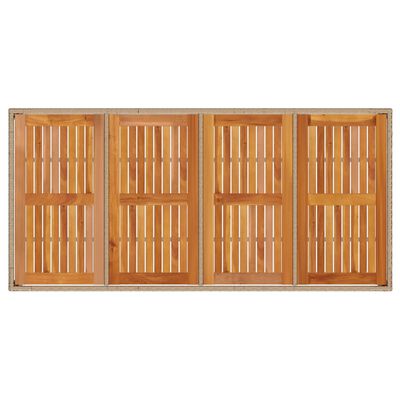 vidaXL Mesa de jardín ratán PE beige y madera de acacia 190x90x75 cm