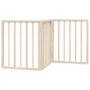 vidaXL Puerta para perros plegable de 3 paneles, 150 cm, madera de &aacute;lamo