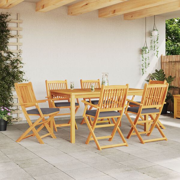 vidaXL Silla Plegable con coj&iacute;n 6 pcs Gris 49 x 57.5 x 92cm