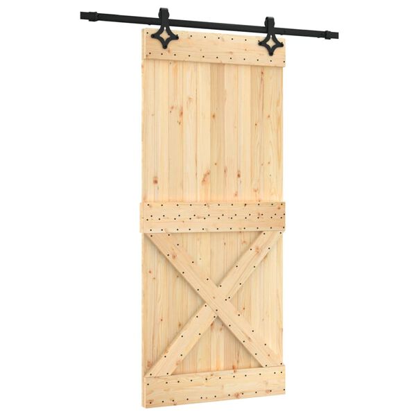 vidaXL Puerta corredera con herrajes madera maciza de pino 90x210 cm