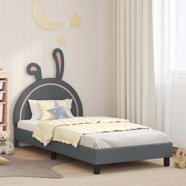 vidaXL Cama para niños con cabecero Gris Claro 80 x 200 cm PU