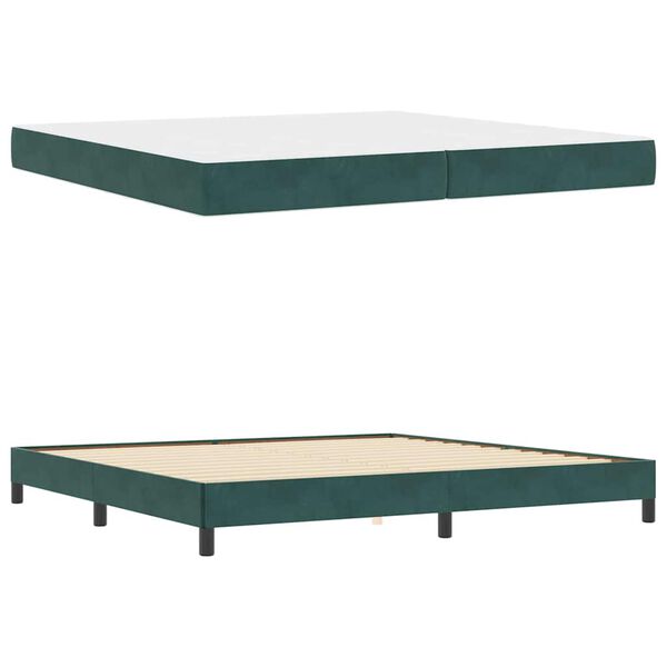 vidaXL Cama tipo Box Spring con colch&oacute;n Verde oscuro 200 x 210 cm tela