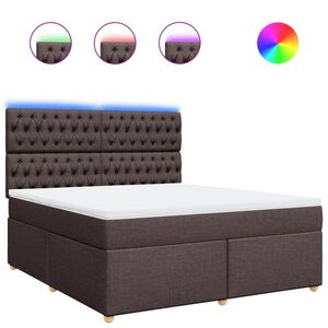 vidaXL Cama box spring con colch&oacute;n tela marr&oacute;n oscuro 180x200 cm