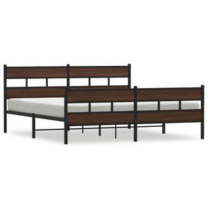 vidaXL Estructura de cama sin colch&oacute;n metal roble marr&oacute;n 180x200 cm