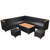 vidaXL Muebles de jard&iacute;n y cojines 7 piezas rat&aacute;n sint&eacute;tico negro