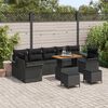vidaXL Conjunto de sofá de jardín 10 pcs Negro ratán sintético
