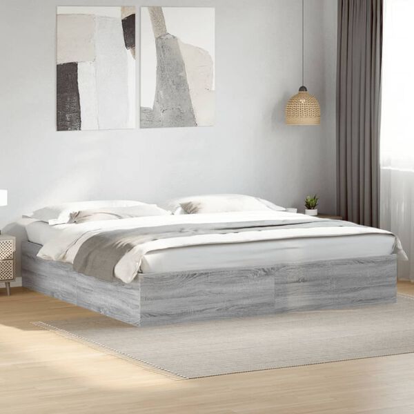 vidaXL Estructura de cama madera de ingenier&iacute;a gris Sonoma 200x200 cm