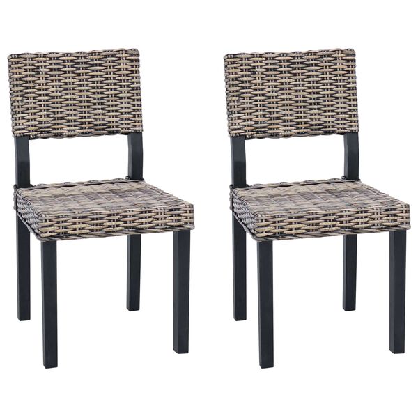 vidaXL Silla de comedor 2 pcs Lavado negro 46 x 55 x 84 cm Rat&aacute;n Kubu