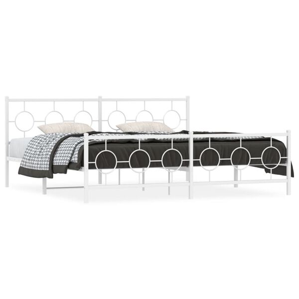 vidaXL Estructura cama sin colch&oacute;n con estribo metal blanco 200x200 cm