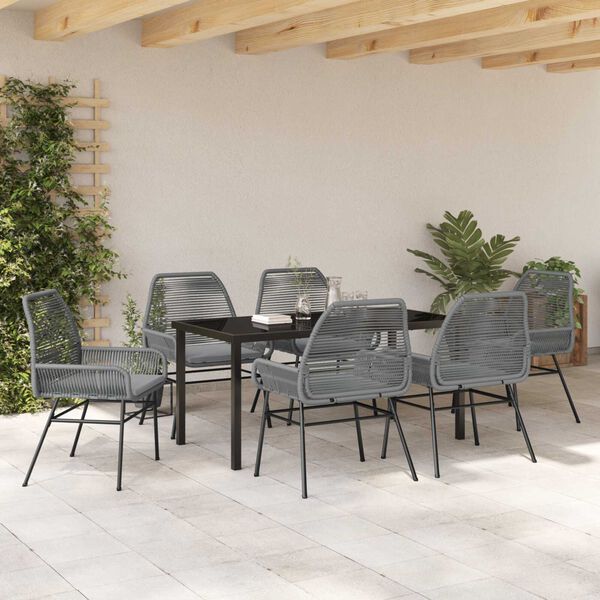 vidaXL Conjunto de Comedor de Jard&iacute;n 7 pcs Gris rat&aacute;n sint&eacute;tico