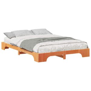 vidaXL Estructura de cama Marr&oacute;n 140 x 210 cm Madera de pino macizo