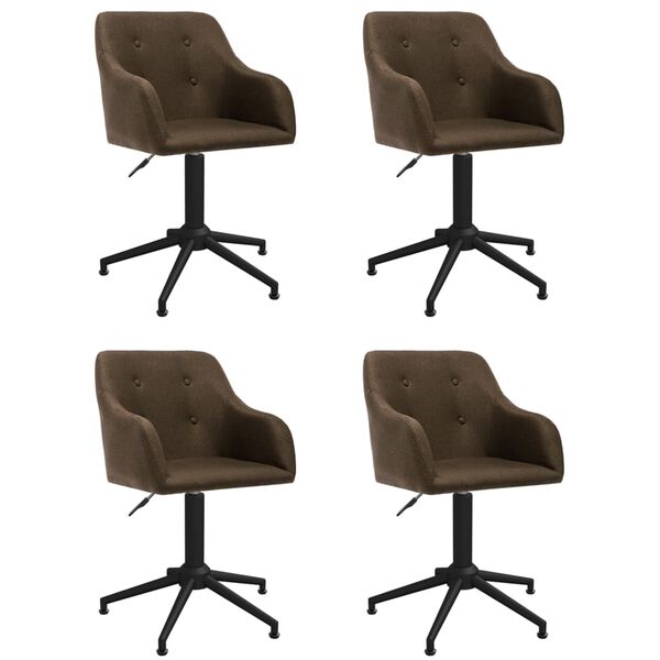 vidaXL Sillas de comedor giratorias 4 unidades tela marr&oacute;n oscuro