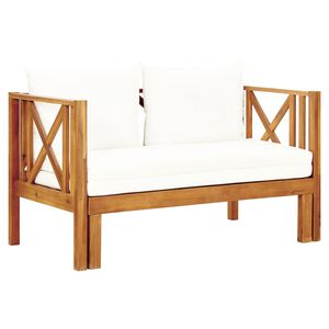 vidaXL Banco de jard&iacute;n 2 plazas con cojines madera maciza acacia 122cm