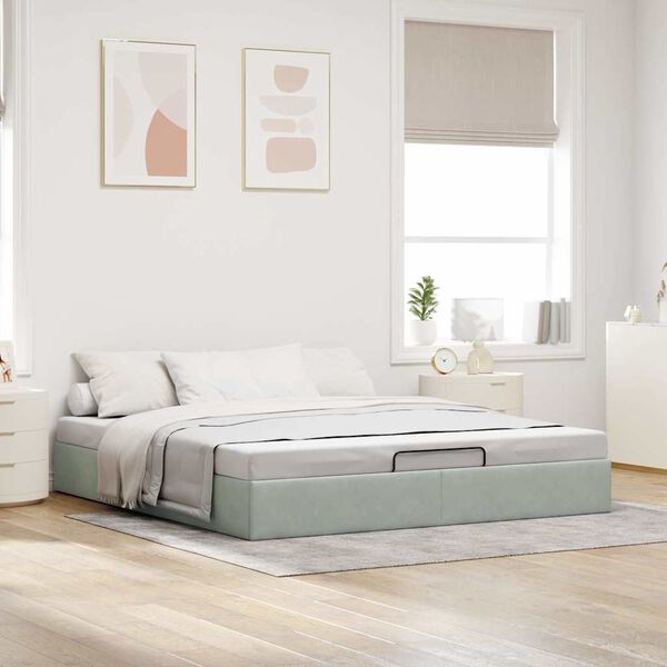 vidaXL Estructura de cama otomana sin colch&oacute;n gris claro 180x200cm