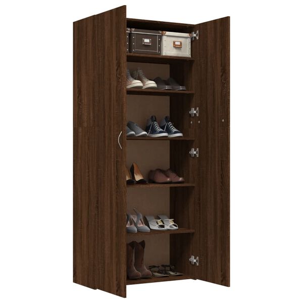 vidaXL Zapatero madera contrachapada roble marr&oacute;n 80x35,5x180cm