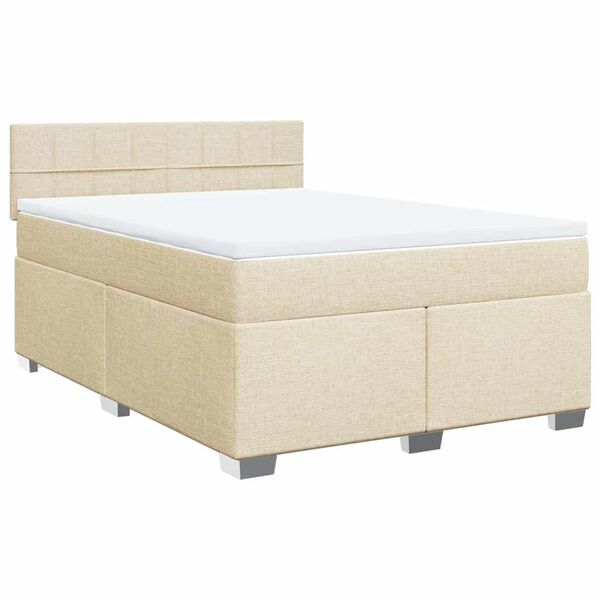 vidaXL Cama box spring con colch&oacute;n tela color crema 140x190 cm