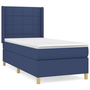 vidaXL Cama box spring con colch&oacute;n tela azul 90x200 cm