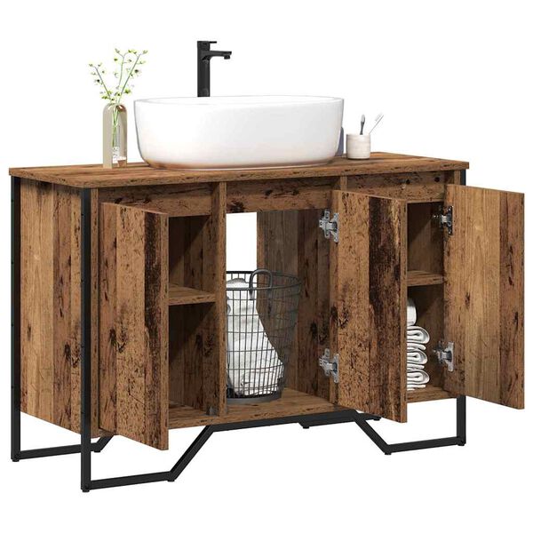 vidaXL Gabinete de Lavabo Otro con puerta Madera Vieja 91 x 35 x 60 cm