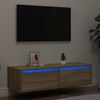 vidaXL Mueble de TV con luces LED roble sonoma 100X35,5x25 cm