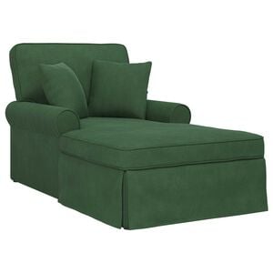 vidaXL Chaise Lounge con Falda 3 pcs Verde Selva Tela Estriada