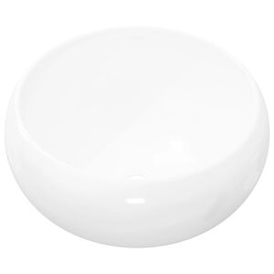 vidaXL Lavabo redondo de cer&aacute;mica 40x15 cm blanco