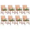 vidaXL Sillas comedor de jard&iacute;n y cojines 8 uds madera maciza acacia