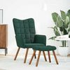 vidaXL Sillón relajante con taburete de terciopelo verde oscuro
