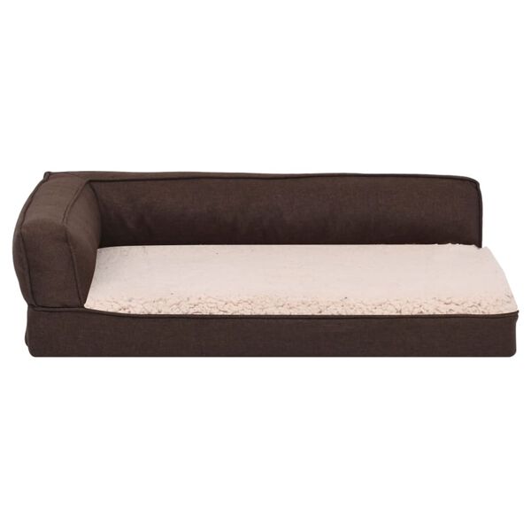 vidaXL Colch&oacute;n de cama de perro ergon&oacute;mico aspecto lino marr&oacute;n 60x42cm