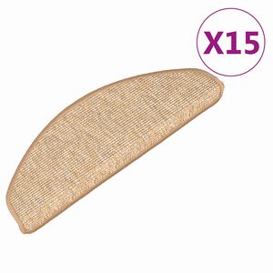 vidaXL Felpudos para escaleras 15 uds 65x21x4 cm Marr&oacute;n claro Semicircular Grande