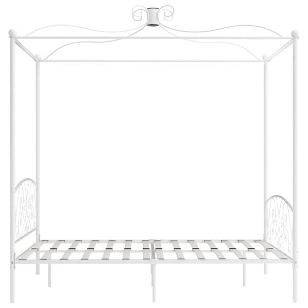 vidaXL Estructura de cama con dosel sin colch&oacute;n metal blanco 180x200cm