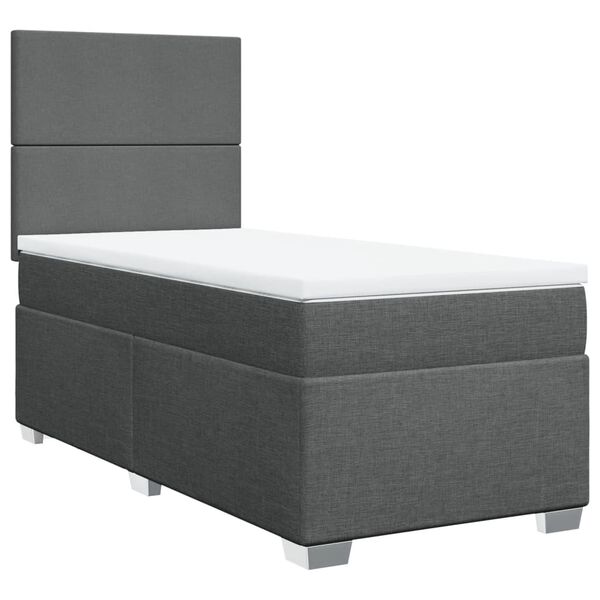 vidaXL Cama box spring con colch&oacute;n tela gris oscuro 90x190 cm