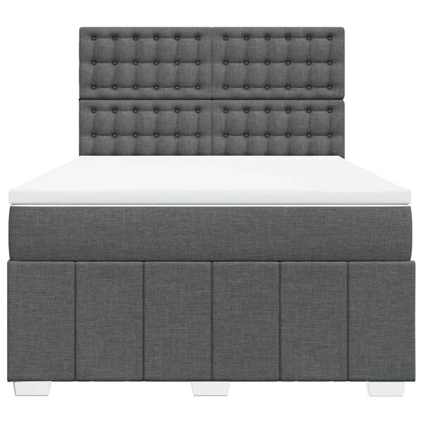 vidaXL Cama box spring con colch&oacute;n tela gris oscuro 140x200 cm