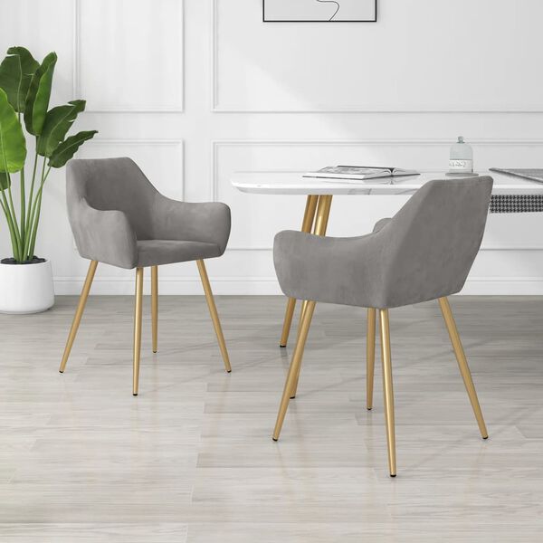vidaXL Sillas de comedor 2 unidades de terciopelo gris claro