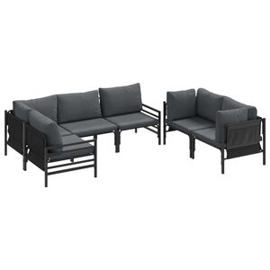 vidaXL Conjunto de sof&aacute;s de jard&iacute;n con coj&iacute;n 6 pcs Negro Acero