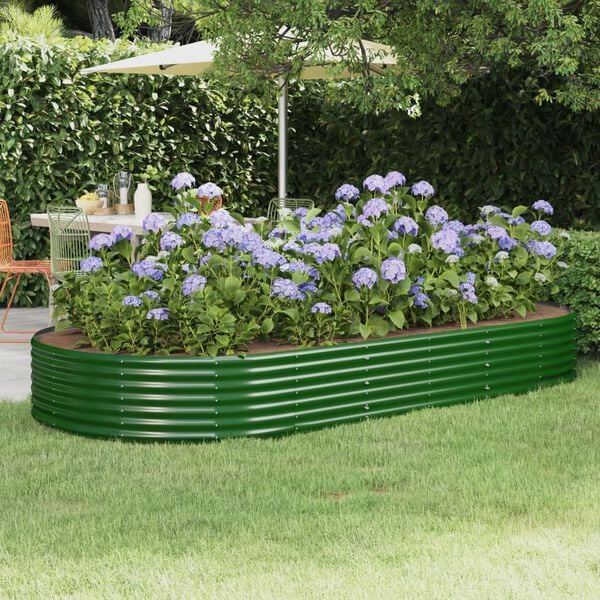 vidaXL Jardinera arriate acero galvanizado verde 296x140x36 cm