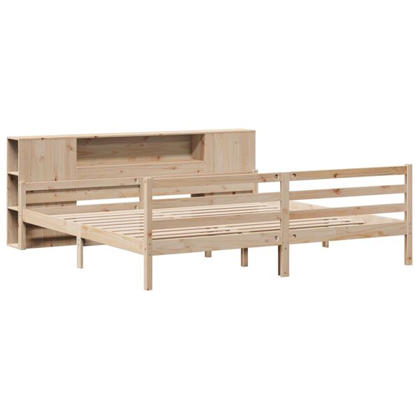 vidaXL Cama con estanter&iacute;a sin colch&oacute;n madera maciza de pino 200x200cm