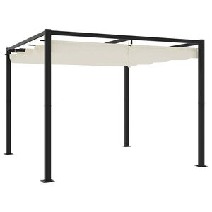 vidaXL Cenador de jard&iacute;n con techo retr&aacute;ctil acero crema 3x3 m