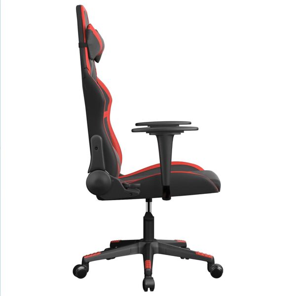 vidaXL Silla gaming de masaje cuero sint&eacute;tico negro y rojo