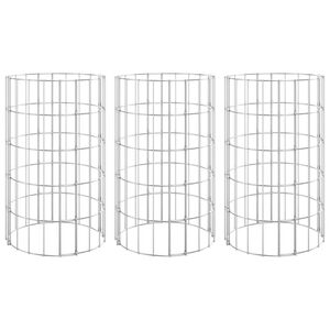 vidaXL Arriate gaviones circular 3 uds acero galvanizado &Oslash;30x50 cm