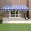 vidaXL Toldo retr&aacute;ctil aluminio y tela azul y blanco 5x3 m