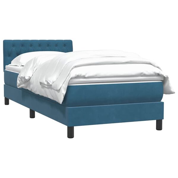 vidaXL Cama box spring con colch&oacute;n terciopelo azul oscuro 100x220 cm
