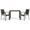 vidaXL Set comedor de jard&iacute;n 3 pzas con cojines rat&aacute;n sint&eacute;tico negro