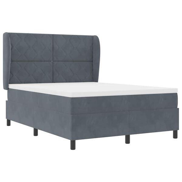 vidaXL Cama tipo Box Spring Gris oscuro 190 x 140 cm Poli&eacute;ster