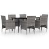 vidaXL Juego de comedor de jard&iacute;n 7 piezas con cojines gris y negro